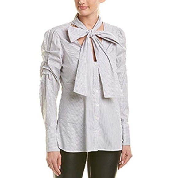 Bcbgmaxazria Pinstripe Long Sleeve Button down Blouse woman’s Medium - Picture 1 of 3